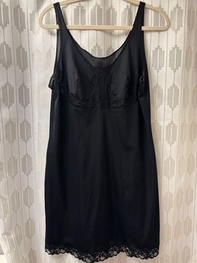 Vintage Black Lace-Trim Slip Dress - Women Intimates